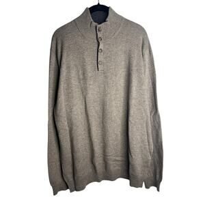 1-13 FORTE CASHMERE Men's Sweater Button Henley Light Brown Size XL